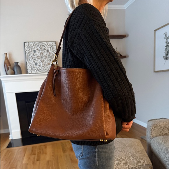 Coach Shay Brown Pebble Leather Shoulder Bag - Picture 13 of 13